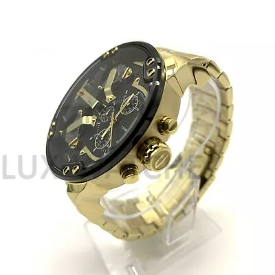 DIESEL DZ7333 The Daddies Gold Tone Bracelet Black Dial Fashion Men's Watch • $218