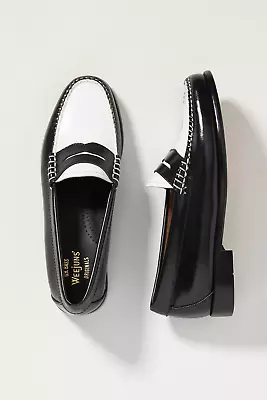 Nwt Anthropologie G H Bass Weejuns Whitney Loafers Shoes Leather Black White 9 M • $148