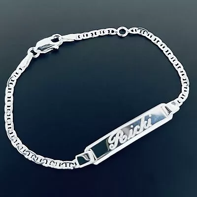 925 Sterling Silver Mariner Link Childrens Or Baby ID Bracelet Free Engraving • $24.99