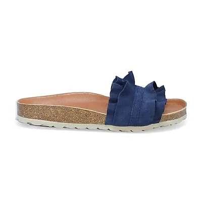 NEW Miz Mooz Rocio Blue Suede Leather Slide Sandals Slip On Size 6.5-7 EUR 37 • $50.69