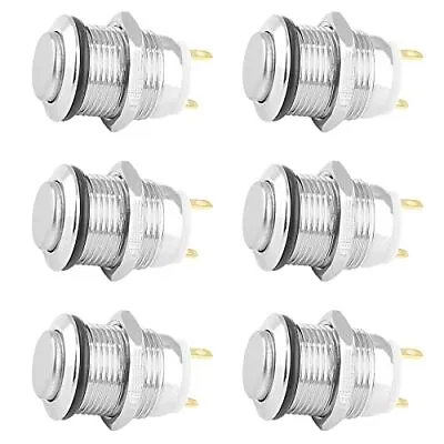 6 Pcs 12mm Momentary Push Button Switch 2 Pin 1no Spst High Round Waterproof Alu • $12.39