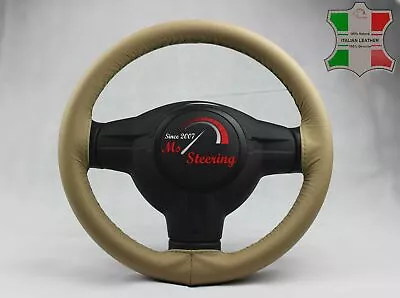 For Dodge Magnum 05-08 Beige Leather Steering Wheel Cover Dark Green Stit • $61.74