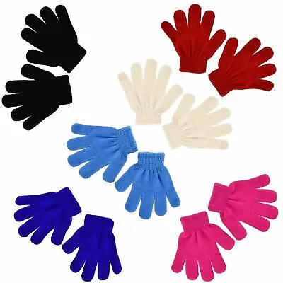 Pair Of Childrens Kids Boys Girls Soft Magic Super Stretch Gloves • £2.99