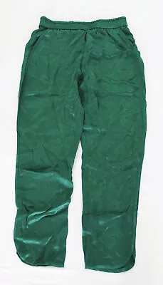 $17.99 • Buy Zara Women's Satin Effect Elastic Waistband Pants BE5 Bottle Green Size XS NWT