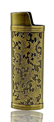 Bronze Metal Lighter Case Cover Holder Sleeve Pouch For BIC Large Lighter J26 • $11.95