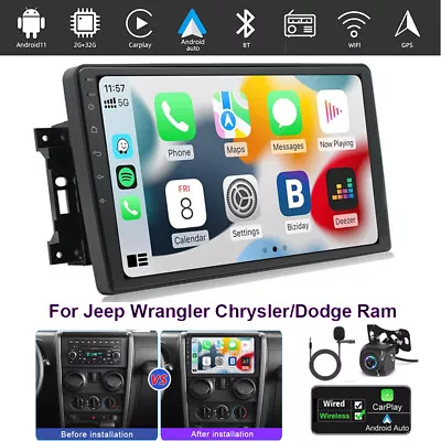 Carplay For Jeep Wrangler 2007-2016 Car Radio Stereo Android 12 GPS Backup Cam • $133.99