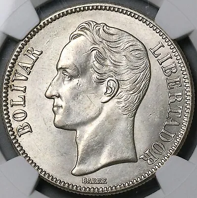 1936 NGC MS 61 Venezuela 5 Bolivares Silver 90% Mint State Crown Coin (24020603C • $175