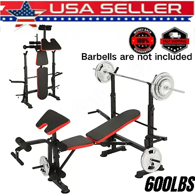 Adjustable Olympic Weight Bench Set With Leg Developer Preacher Home Gym 600lbs✨ • $52.99