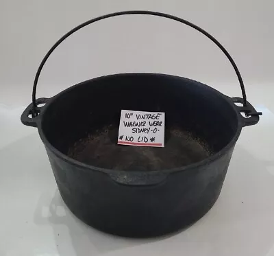 Wagner Ware Sydney 10  Hanging Camp Fire Dutch Oven Cauldron Cast Iron Pot Vtg. • $70