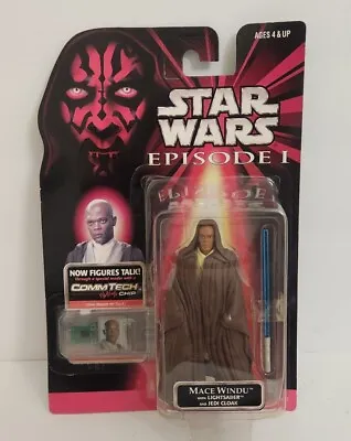 Star Wars Hasbro Episode 1  Mace Windu  Lightsaber And Jedi Cloak Comm Tech NEW • $11