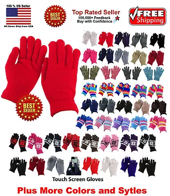 Men Women Winter Warmer Knit Knitted Casual Gloves Stretch One Size Many Styles • $6.49