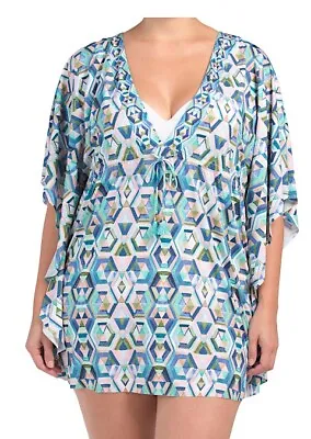 NWT $99 La Blanca Riviera Renewal Tunic Caftan Cover Up 1X • $19.95