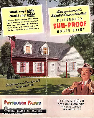 Pittsburgh Plate Glass Co. Sun-Proof House Paint Vintage Brochure & Color Chart • $13