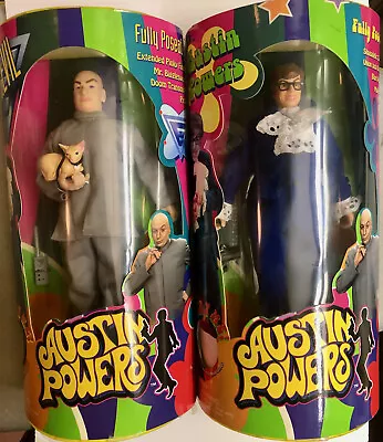 NEW Austin Powers And Dr Evil & Mr. Bigglesworth COMBO Figures Trendmasters 1998 • $39.99