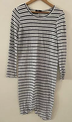 Bassike T-Shirt Dress Size XS Long Sleeves Striped Asymmetrical Hem • $39