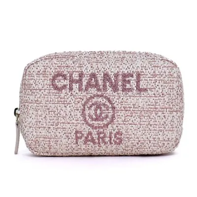 CHANEL Cruise Line Deauville Tweed Pouch Rose Claire Authentic Used From Japan • $1661.67