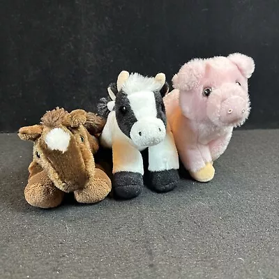 Aurora Mini Flopsie Horse Cow Pig 8  Plush Stuffed Animal Toy Lot Of 3 • $9.90