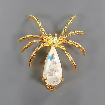 12 Ct. Natural  Moonstone Brooch 925 Sterling Silver /B-CH0025 • $19.50