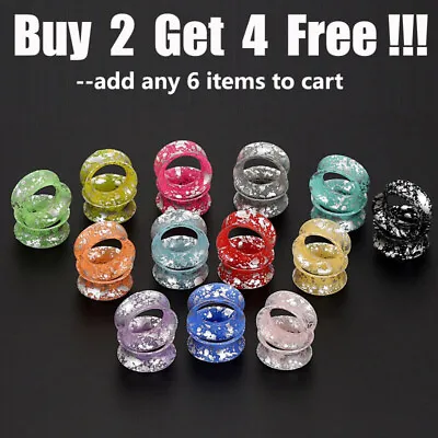 $3.99 • Buy 1 Pair Ear Gauges Plugs Tunnels Soft Silicone Expander With White Spots 6mm-20mm