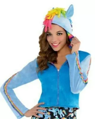 Rainbow Dash Adult Cropped  Hoodie Costume My Little Pony Cosplay Large XL NEW • $19.99