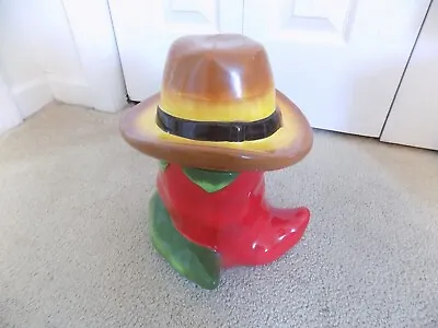 Vintage Red Chili Wearing Cowboy Hat Cookie Jar By Ackusa Collectible Cookie Jar • $29.95