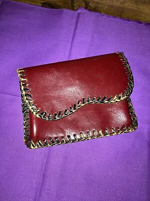 Vintage Genuine Leather Hand-Made Small Wallet Coin Purse Card Stitched Pouch 4” • $9.50