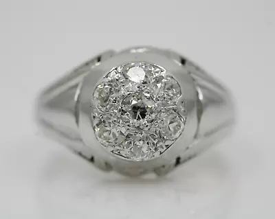 Platinum 0.80 TCW VS2 Old Mine Cut Diamond Cluster Ring Size 7.5 ~ 5.8 Grams • $899.99