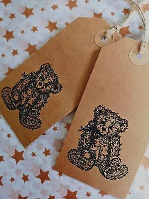 £2.65 • Buy 10 Large Teddy Kraft Rustic Baby Shower Christening Gift Tag Christmas Label