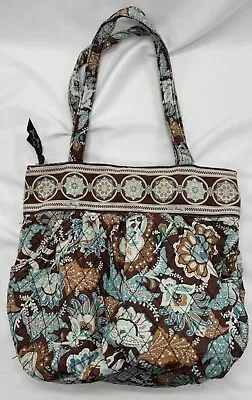 Vera Bradley Java Teal Brown Shoulder Bag Purse 2 Front Pockets Zipper • $16.99