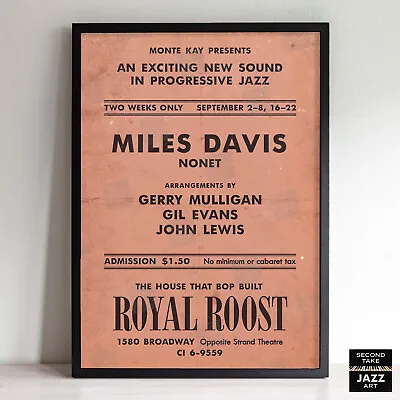 Miles Davis Nonet Jazz Poster - Birth Of The Cool - Royal Roost - 1949 • $32.95