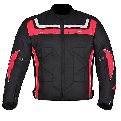 Men's Motorcycle Waterproof Cordura Textile Jacket Motorbike CE Armours Red • $80.08