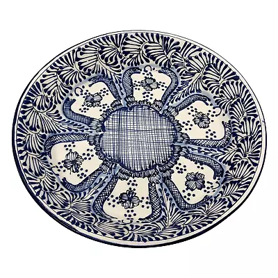 Talavera Pottery Kitchen Serving Tray Bowl Pie Platter Mexican Ceramic Blue 12in • $78