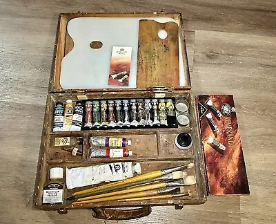 ANTIQUE/VINTAGE ARTISTS Wood SUPPLY BOX Paint Draw Color Art ~ AMAZING PRICE! • $95