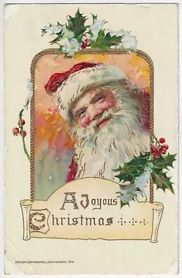 1912 Schmucker Winsch Christmas SANTA CLAUS Smiling - Vintage Holiday Postcard • $9.99