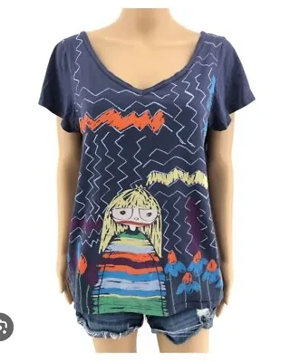 Marc By Marc Jacobs Tshirt Size S UK 8 Navy Miss Marc Girl Graphic • £3.99