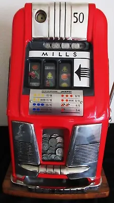 Mills 50c High Top Slot Machine Circa 1950 Fully Restored • $4995