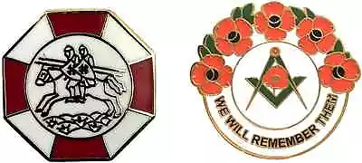 £7.99 • Buy Masonic 2 Riders Knights Templar Badge And Masonic We Will Remember Enamel Badge