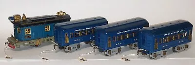 American Flyer Prewar O Gauge Tinplate Blue 3105 Electric Locomotive 3-Car Set • $275