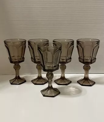 Vintage Fosteria Gray/Purple Set Of 5 Four Ounces Goblets Stand 6 Inches Tall! • $30