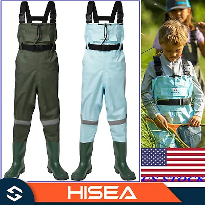 HISEA Nylon PVC Kids Waders Toddle Children Chest Bootfoot Fihsing Hunting Wader • $48.99