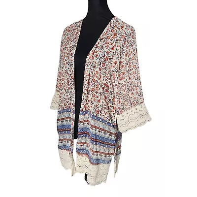 Altar'd State Floral Vintage Open Front Duster Cardigan Womens Size M • $15.99