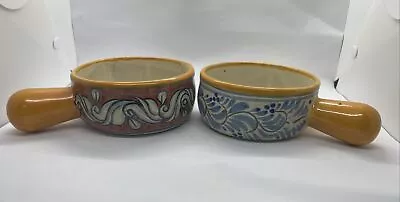 Mexican Pottery Serving Dish Soup Bowl With Handle Set Of 2 • $20