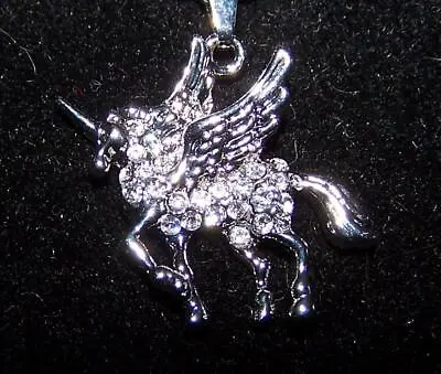 $19.89 • Buy 925 Sterling Silver 20  Necklace CRYSTAL UNICORN HORSE PEGASUS  Pendant Female 