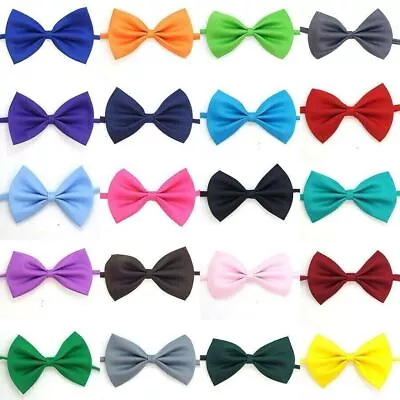 Kids Plain Bow Tie Children Fancy Dress Boys Wedding Dickie PreTied Clip-On • £2.29