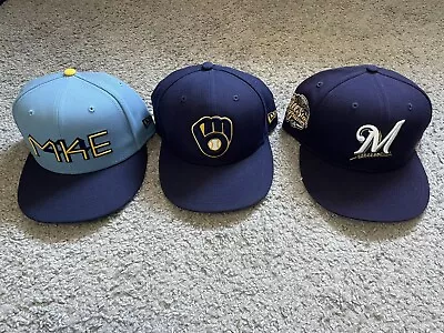 Lot Of 3 Milwaukee Brewers Hats Size 7 1/2 City Connect All Star Game • $62