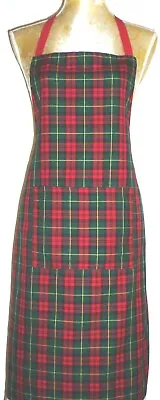 APRON ATTRACTIVE TARTAN / CHECK. FRONT POCKET.'Made In Scotland' GIFT IDEA • £11.99