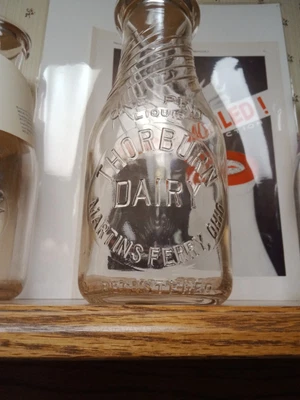 $40 • Buy Thorburn Dairy Pint Milk Bottle Martins Ferry Ohio Belmont County