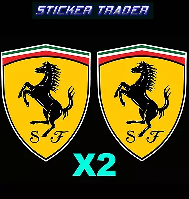 Ferrari Badge Vinyl Sticker X2 Suit Front Guard Door Race Car Trailer ToolBox • $6.99