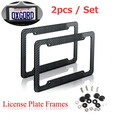 2x Carbon Fiber License Plate Frame Tag Cover Protection Rack Universal Standard • $7.99