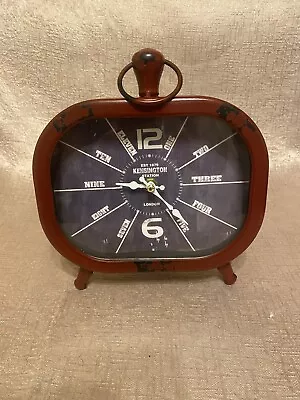 RED INDUSTRIAL METAL CLOCK DESK MANTEL “ Kensington Station London” • £24.99